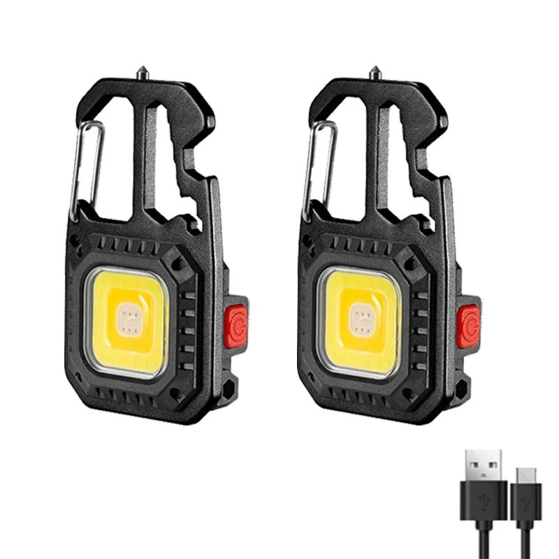 Portable COB Mini Keychain Light Rechargeable Outdoor Multi Functional Maintenance Work Light Emergency Lighting Flashlight