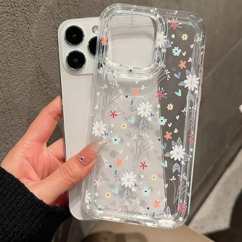 Korean Cute Flower Soft Phone Case For iPhone 16 14 13 11 15 Pro Max 12 Mini XS XR X 8 7 Plus SE  13Pro Transparent Cover