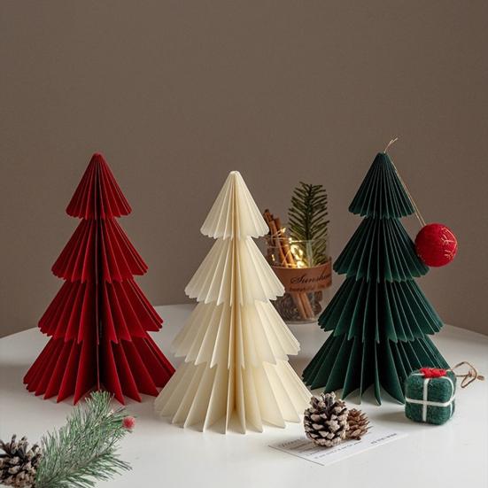 3/4Pcs Christmas Tree Ornament Easy Assembly Geometric Origami Christmas Tree Festive Merry Christmas Decor