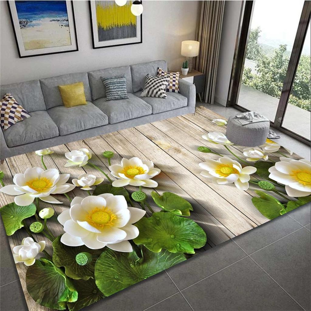 Romantic 3D Floral Pattern Carpet Home Bedroom Floor Decor Big Size Mat Non-slip Coffee Table Area Rug Bathroom Washable Doormat