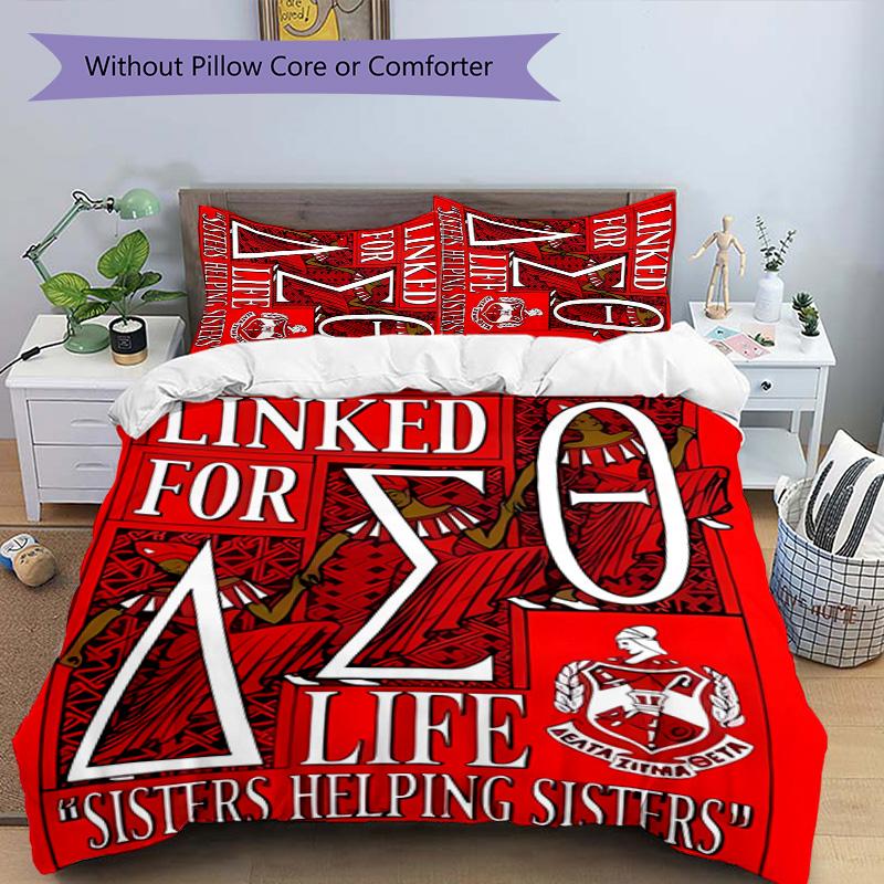 3pcs Delta Sigma Theta logo pattern bedding set duvet cover set includes duvet cover &pillowcases, perfect all season bedroom decoration & gift