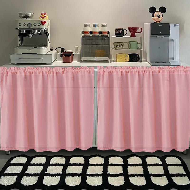White Chiffon Waterproof Half Curtain Short Kitchen Cabinet Sundry Shade Partition Curtain Dining Table Table Skirt