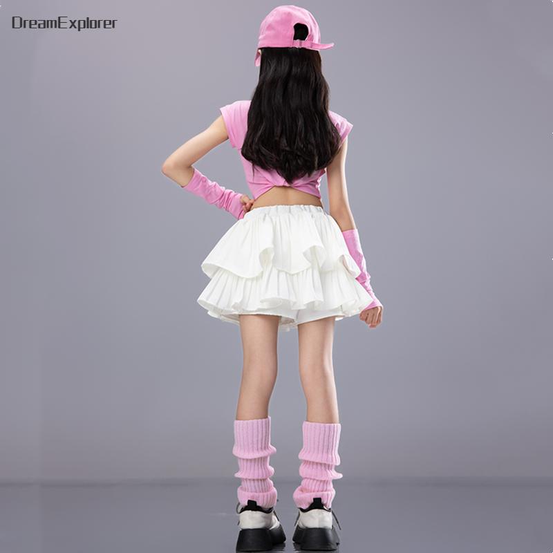 Hip Hop Mädchen Süßigkeiten Crop Top Street Dance Stufenröcke Kinder Süßes Streetwear Kind Jazz Cheerleader Kostüme Kleidung Sets