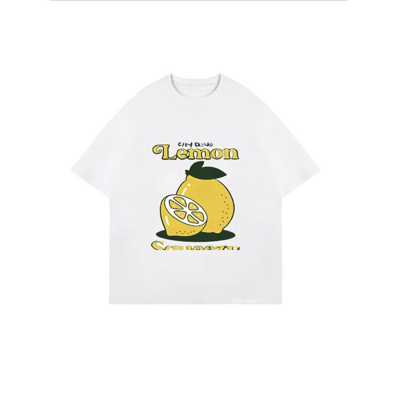 Lemon Season Oversized T Shirt White Lemon And Slice Print With Text For Casual Wear