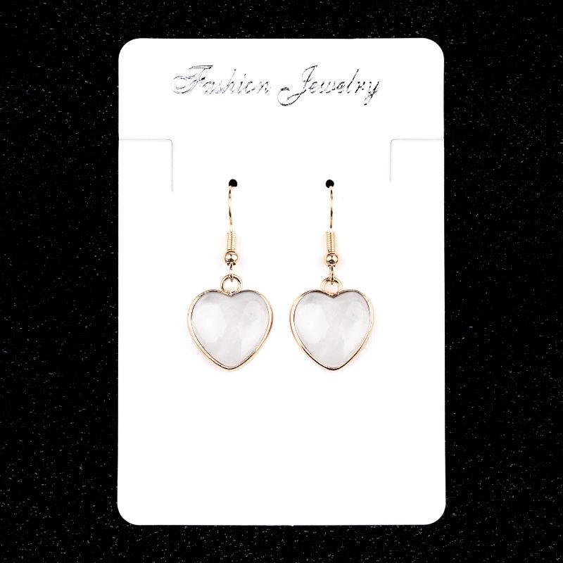 

1pair Natural Stone Earrings Heart Pendant Earring Amethyst Pink Crystal Dangle Earrings Women Party Wedding Jewelry