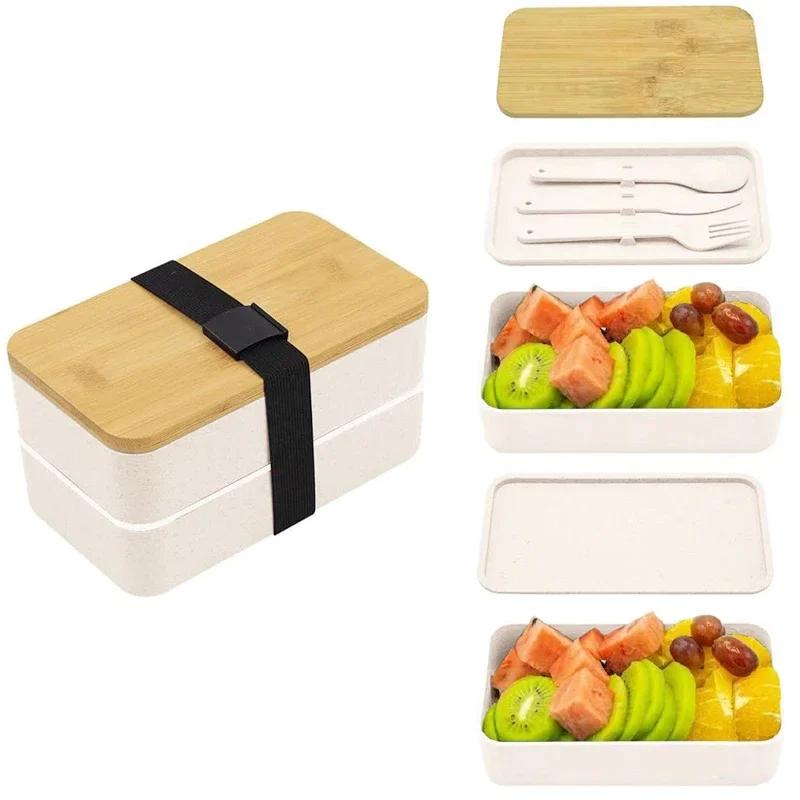 Stackable Bento Lunch Box with Insulated Bag Microwaveable Divided Large Capacity Bento Box for Office Workers and Students