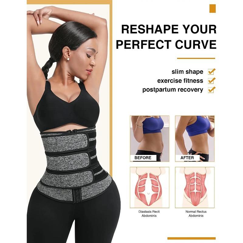 Women Waist Trainer Cincher 3 Straps - Tummy Control Sweat Girdle Workout Slim Belly Band for Weight Loss