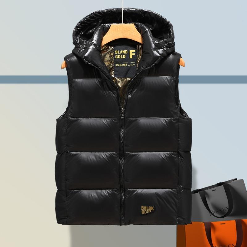 Black and Gold Down Cotton Couple Vest New Men's and Women's Casual Loose Temperament Cold Suit Vest Jacket