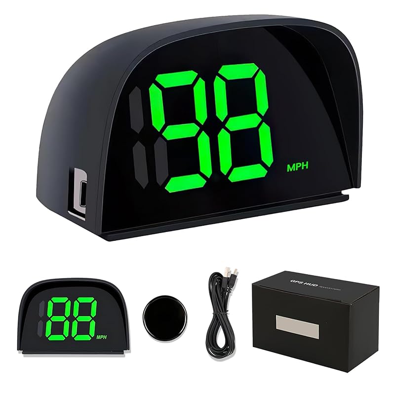 GPS Digital Speedometer For Car MPH Golf Cart Universal HUD Speed Meter With LED Large Font Head Up Display Car Accessories With USB Cable Plug Play Y06 Speedometer