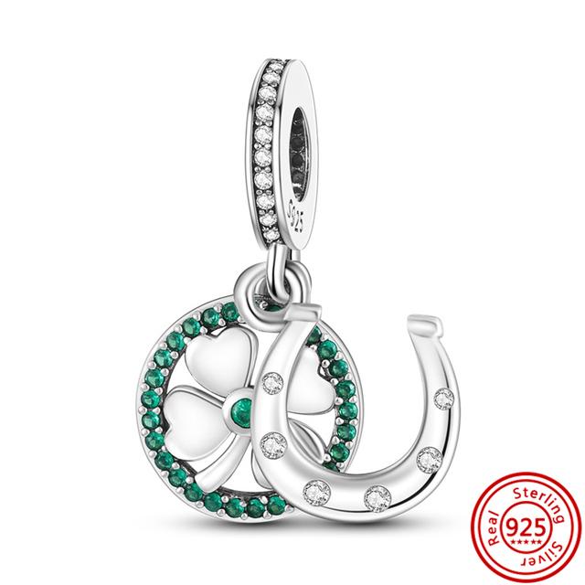 

Стерлингового Серебра 925 пробы Четырехлистный Клевер Стиль Зеленый Прозрачный Циркон Сердце Счастливые Бусины Подходит Подвески Браслет Ювелирные Изделия