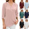 Summer Casual V Neck Top Loose Half Sleeve Solid Color Women