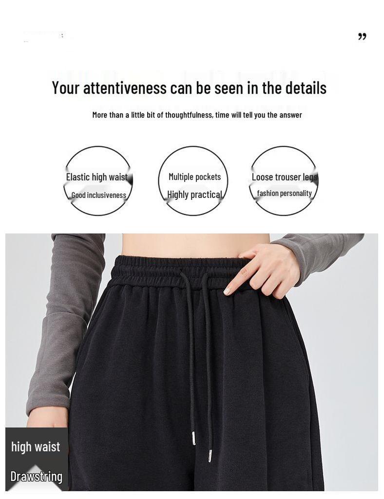 Women's Light Grey High-Waisted Strappy Overalls - Spring/Autumn Wide-Leg Pants with Large Pockets, Casual Sportswear