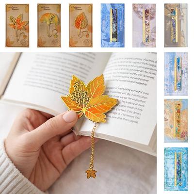 Chinese Classical Metal Ruler Bookmarks Apricot Leaf Reading Book Clip  Reading Accessory