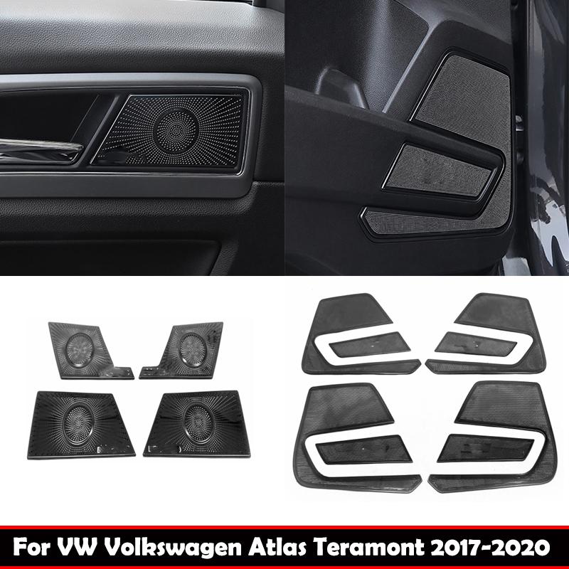 For VW Volkswagen Atlas Teramont 2017- Interior Speaker Cover 4 Door Loudspeaker sound Pad Trim door handle bowl cover