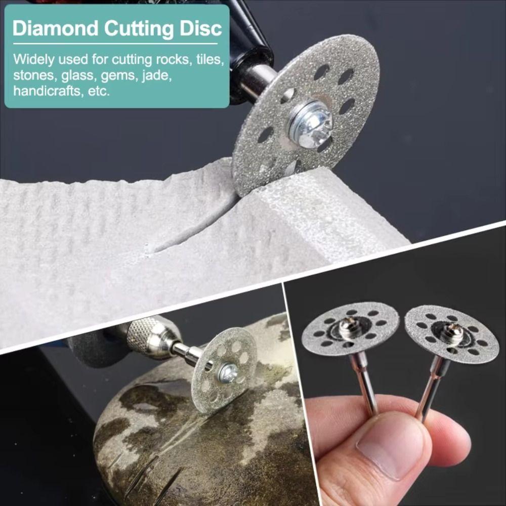 12Pcs 3mm Aperture Diamond Cutting Disc with Mandrel Grinding Wheel  Electric Grinder Parts