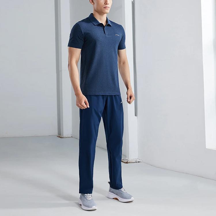 Li Ning Polo Shirts Men's Heather Gray Guangdong Blue Polo Collar Moderate Other APLR005-5