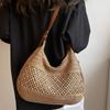 Holiday Wind Beach Straw Bag Women's New Fashion Hollow Woven Bag Casual Versatile Shoulder Messenger Bag Woven Straw Tote Bag for Women