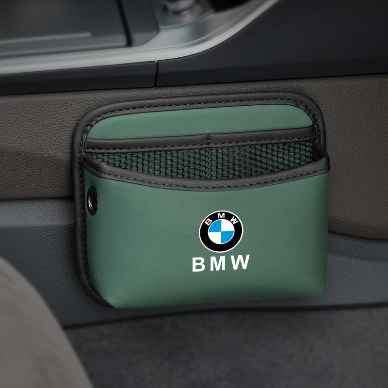 MLKL5 Car Door Storage Box PU Leather Sticky Organizer Bag For BMW E90 E60 E61 E93 E87 E36 E46 E39 E53 F30 Styling Auto Accessories