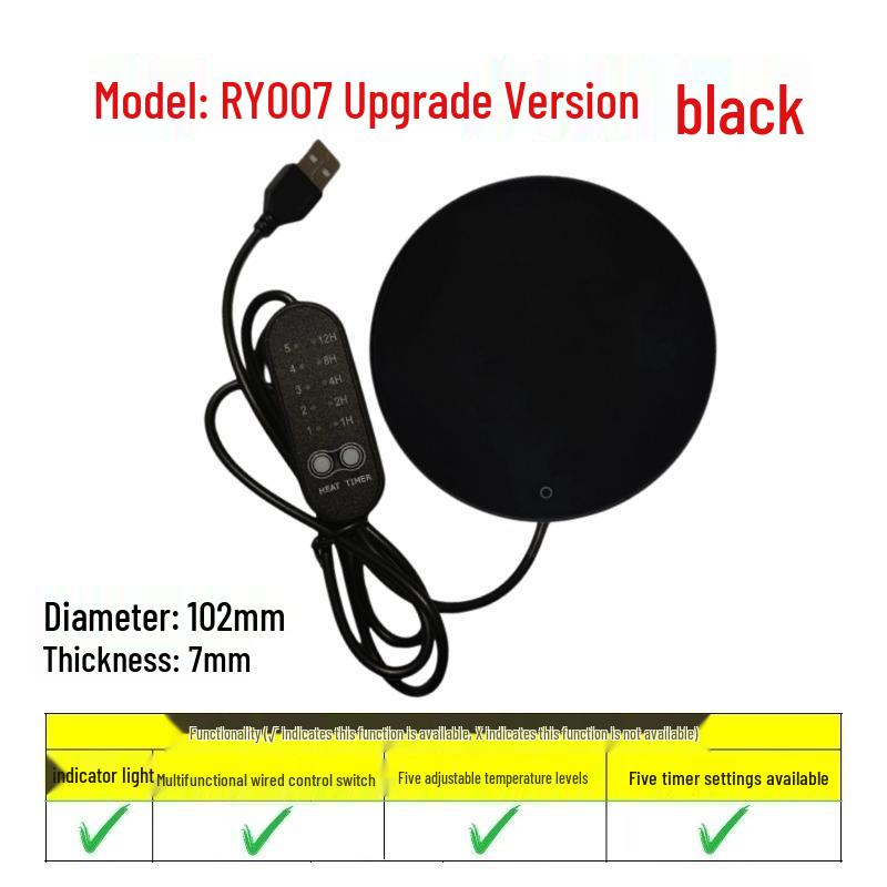 USB Heated Insulated Cup Coaster for Milk, Coffee, and Tea - Constant Temperature Gift RY007