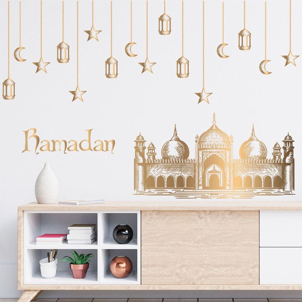 Multicolor Eid Mubarak Wall Stickers Star Moon Lantern Castle Ramadan Kareem Decals Eid Al-fitr Accessories Mural Bedroom