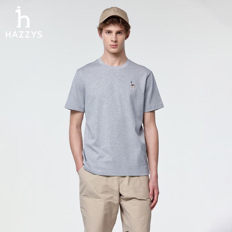 HAZZYS Men s Summer Round Neck Pure Cotton Short Sleeve T-Shirt S