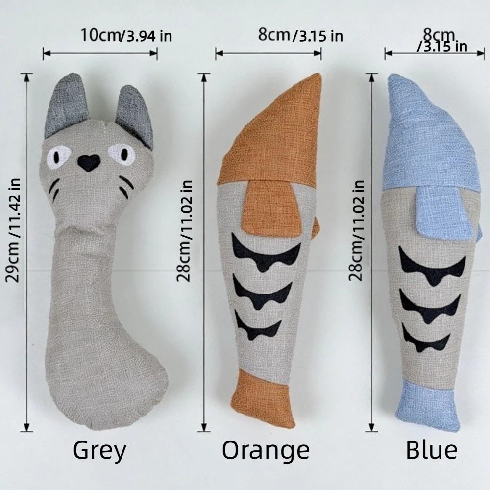 Cute Stuffed Simulation Fish Cat Toy Soft Cat Shape Pet Squeaky Toy with Bell Bite Resistant Interactive Chew Toy Training Aid