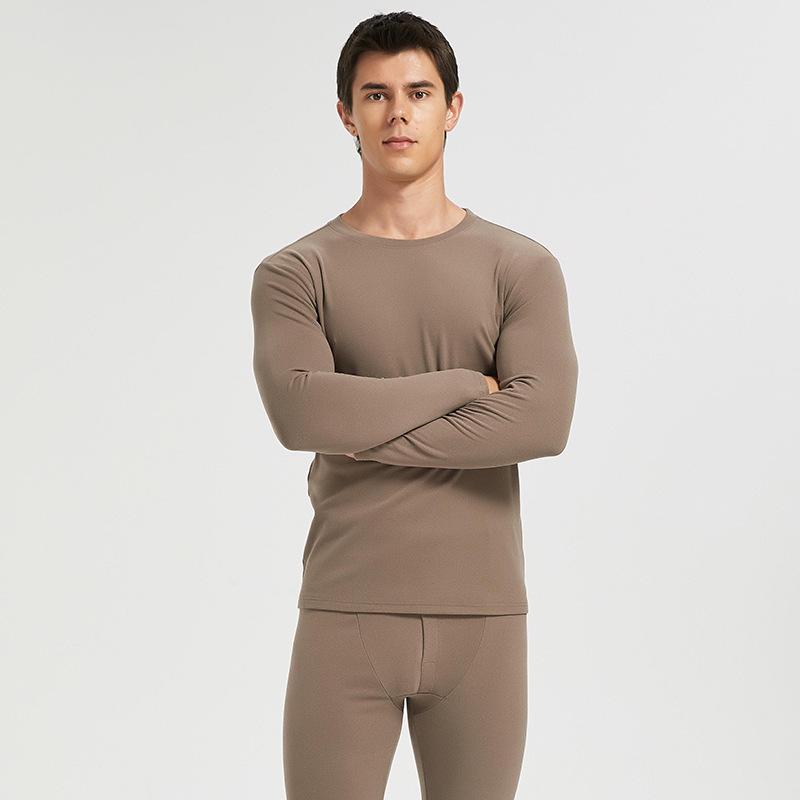 Schwarz & Weiß Rundhals Gebürstetes Thermounterwäsche-Set: Unisex Elastische Einfarbige Warmwäsche