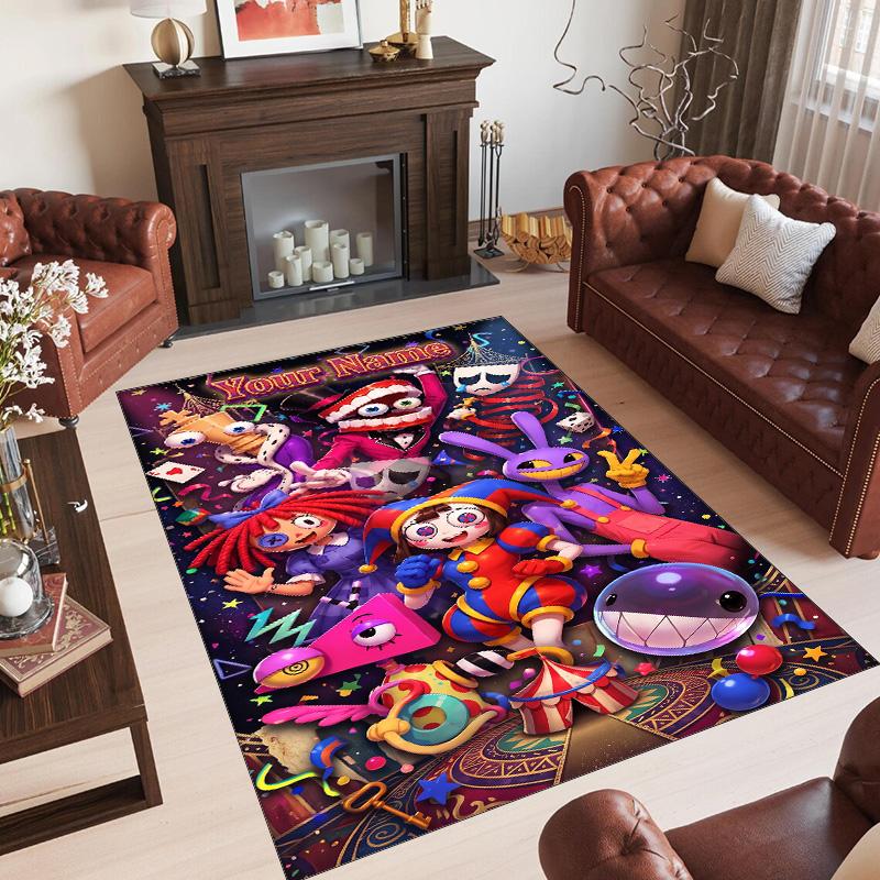 Personalized Crystal Velvet Carpet Custom Name Text,The Amazing Digital Circus Anti Slip Area Rug For Home Decoration