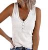 2023 Summer Women's Solid Color V-Neck Button Vest Sleeveless Top