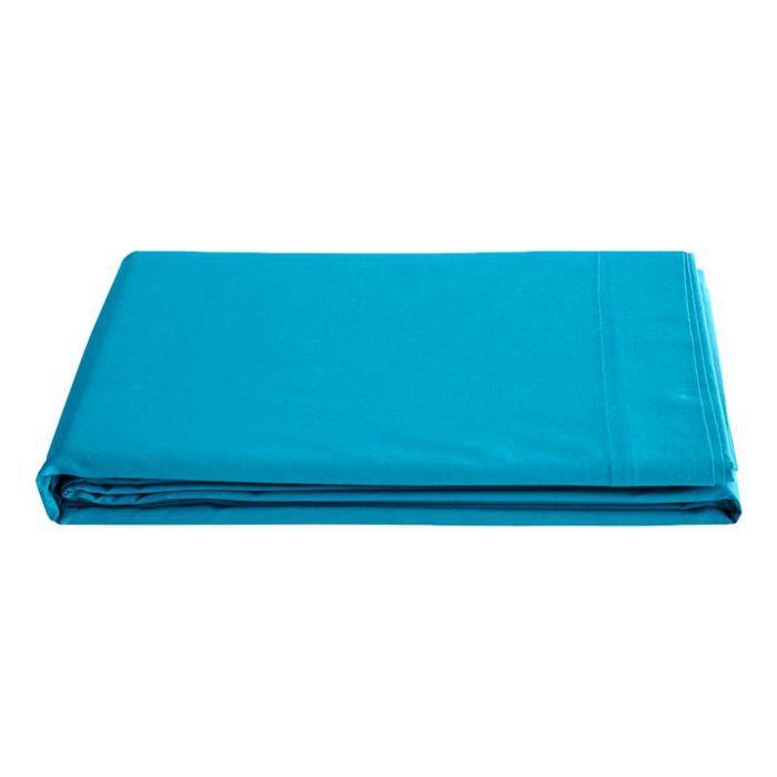 Parure de draps 6 pièces "Premium" pour lit 140 x 190 cm Coton Pur - Prémium Cyan -