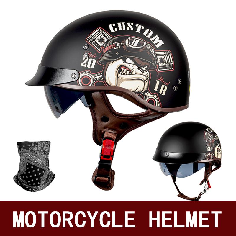 Motorcycle Semi-helmet Retro Helmet for Men and Women Cruise Motorcycle Helmet Portable Breathable Summer American Electric Car