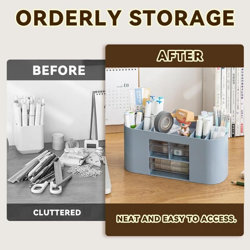 Nordic Minimalist Desk Pen Holder Storage Box Desk Organizer Large Capacity Desktop Stationery Pencil Organize Office Supplies