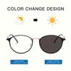 1Pcs New Style Of Men And Women Vintage Metal Oval Glasses Frame Anti-Blue Color-Changing Glasses