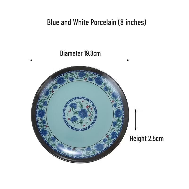 Melamine Imitation Porcelain Dinner Plate, 8-inch (10-pack)
