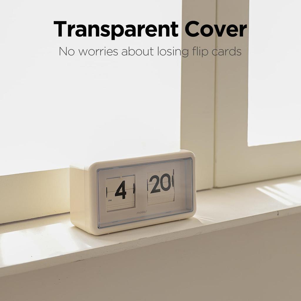 Mooas Newtro Flip Clock, Retro Design Auto Flip Clock, Battery Operated, AM/PM Display, Perfect for Home Decoration, Suitable for Home, Office, School