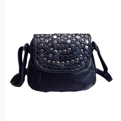 Černé Dámské Crossbody kabelky Pu Rivet Stud Dámské kabelky Messenger Kabelky a taška přes rameno