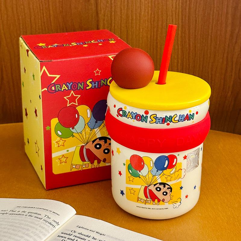 Ceramiczny Kubek ze Słomką z Pokrywką Uroczy Dziecięcy Kubek na Wodę Domowy Kubek na Mleko Śniadaniowy Pamiątka