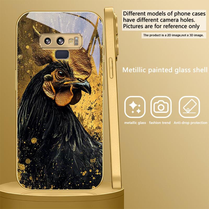 Brave Golden Rooster For Samsung A 01 52S A04 A05S A10 A12 A13 22 23 24 36 42 M02 Note 10 20Ultra 8 9 Golden glass phone case