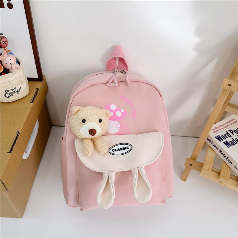 Cute Bear Pattern Kids Backpack For Preschool Durable Nylon With Padded Straps