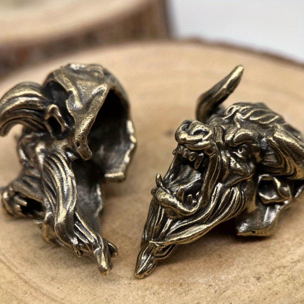 Bull Head Yak Brass Knife Beads EDC DIY Woven Bracelets Lanyard Key Chain Pendant Accessories Men Outdoor Tool Hangings Charms