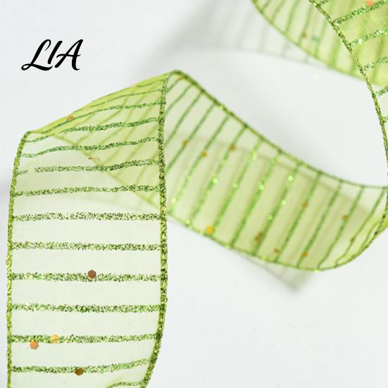 Sparkly Ribbon for Presents Stripe Sequin Christmas Ribbon, Glitter Polyester Fabric Wide Craft Decorative Mesh Party Supplies Wrapping Ribbons Wreath