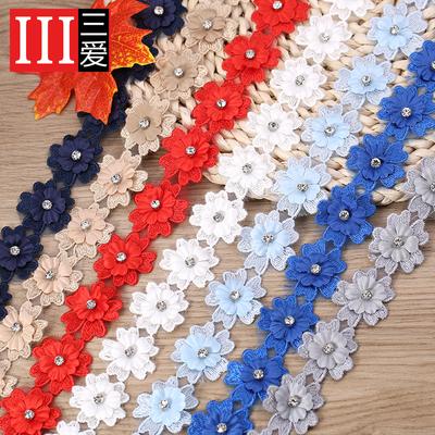 Met Diamant Kleine Bloemen Kant Accessoires Kleding Kantrand Stof Wit Wateroplosbaar Handgemaakt Diy Decoratief Materiaal Kwastje