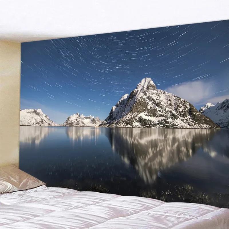 Fashion Home Decoration Tapestry Living Room Bedroom Tapestry Mountain Lake Scenery Pattern