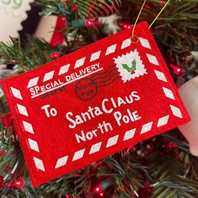 1-50Pcs Christmas Letter Ornament Decoration Santa Claus Embroidery Felt Envelope Candy Bag for Xmas Tree Hanging Pendant Decors