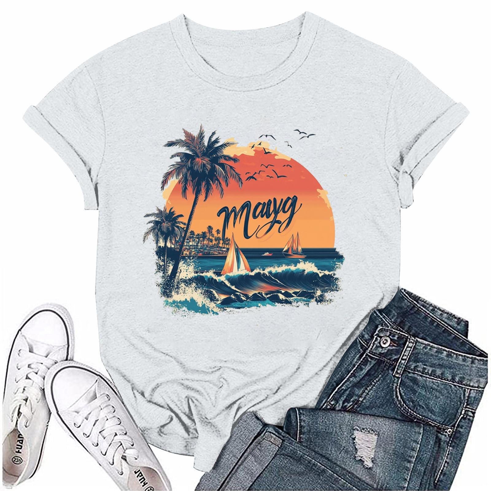 

Женская мода с принтом, круглым вырезом, коротким рукавом, футболка, пуловер, топ XL белый