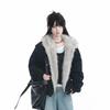 Inverno Retro Collo di Pelliccia Giacca Imbottita con Cappuccio Imbottita in Cotone da Donna Peluche Casual Street Gotico Harajuku Cappotto Oversize