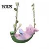 Hanging Book Reading Pig Resin Figurine, Cute Piggy Lying in Hammock Sun-resistant Decor Ornament, Waterproof Animal Sculpture for Indoor Outdoor