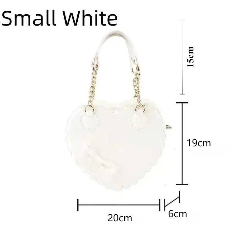 Borse Lolita a Forma di Cuore in PU per Ragazze con Fiocchi Borsa a Spalla Giapponese Due Misure Kawaii Borsette a Forma di Conchiglia Borsa a Tracolla Rosa Carina Regali