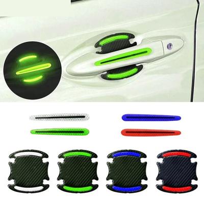 4Pcs/1 Conjunto Maçaneta Da Porta Do Carro Refletivo Universal Arranhões Proteção Adesivo Segurança Aviso Reflexivo Filme Decalque Auto Styling