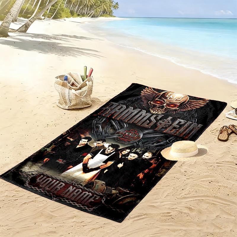 Name Custom German-language Band Print Beach Towel, Large Soft Quick Dry Towel for Beach Camping Swimming